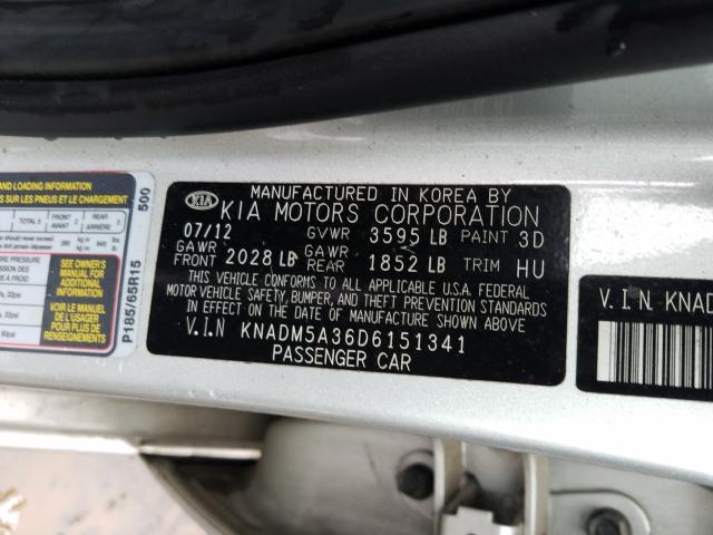 Photo 9 VIN: KNADM5A36D6151341 - KIA RIO LX 