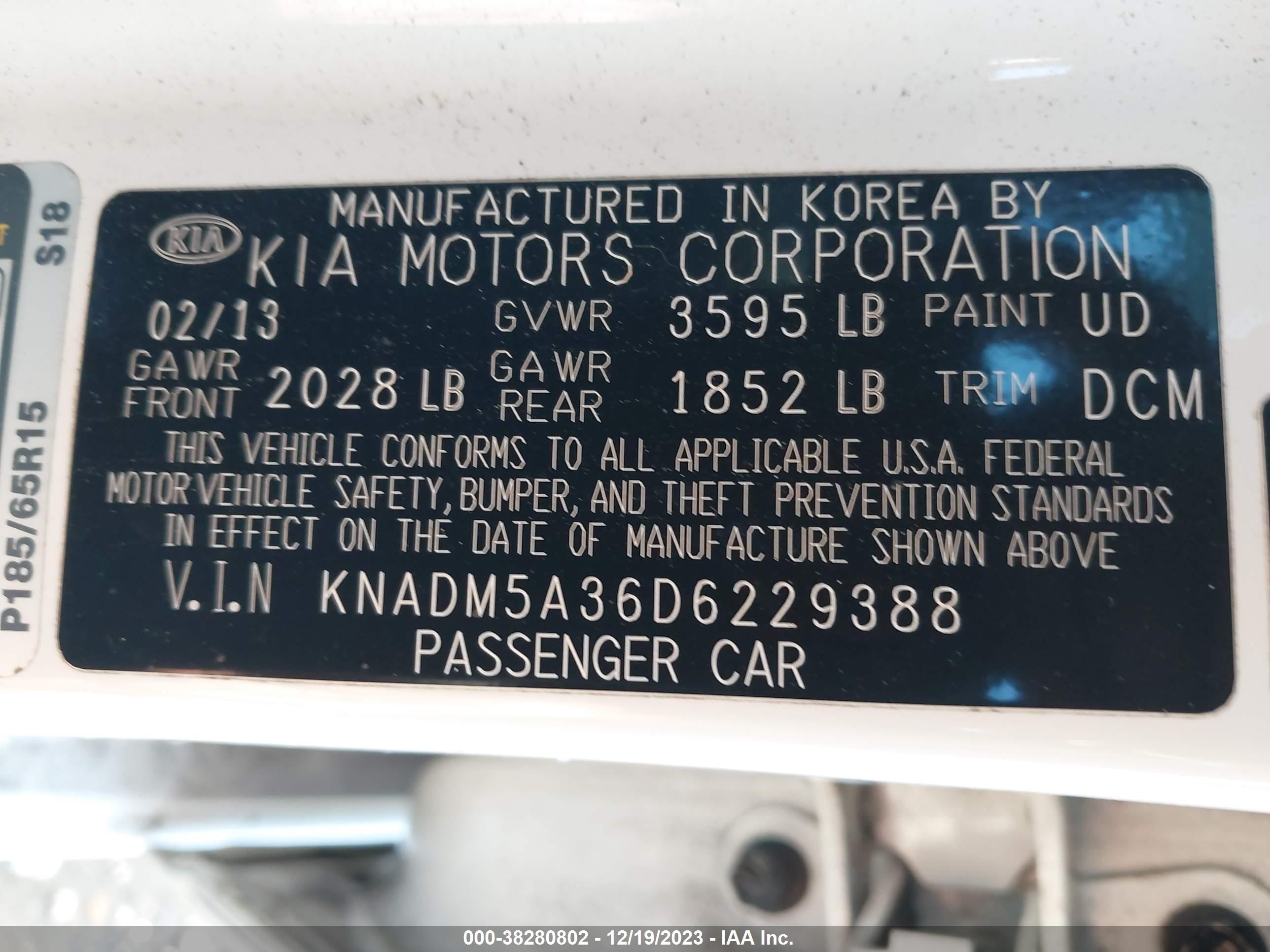 Photo 8 VIN: KNADM5A36D6229388 - KIA RIO 