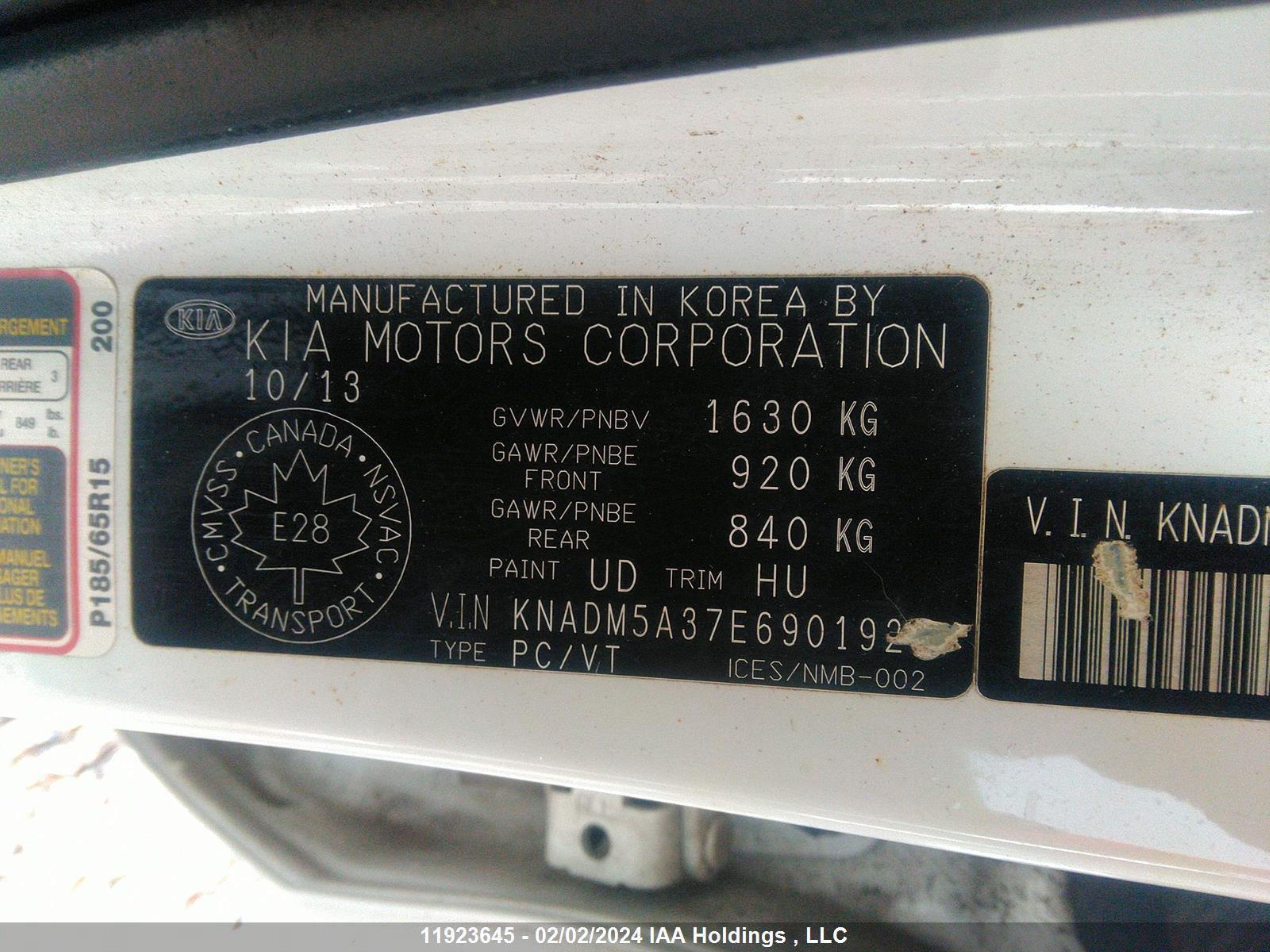 Photo 8 VIN: KNADM5A37E6901928 - KIA RIO 