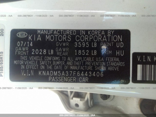 Photo 8 VIN: KNADM5A37F6443406 - KIA RIO 