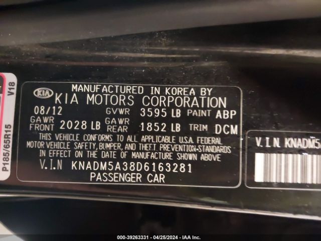 Photo 8 VIN: KNADM5A38D6163281 - KIA RIO 