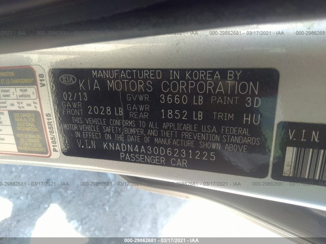 Photo 8 VIN: KNADN4A30D6231225 - KIA RIO 