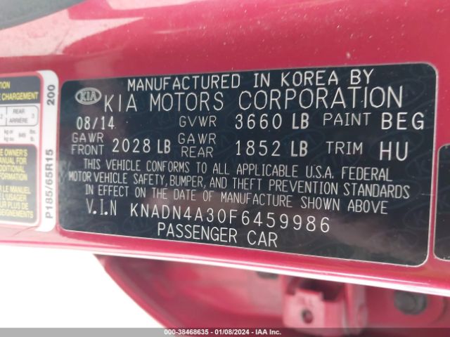 Photo 8 VIN: KNADN4A30F6459986 - KIA RIO 