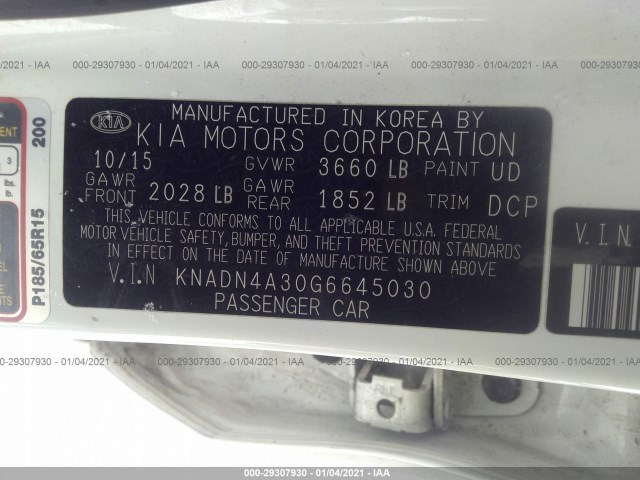 Photo 8 VIN: KNADN4A30G6645030 - KIA RIO 