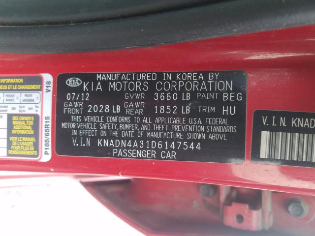 Photo 9 VIN: KNADN4A31D6147544 - KIA RIO EX 