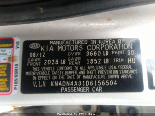 Photo 8 VIN: KNADN4A31D6156504 - KIA RIO 