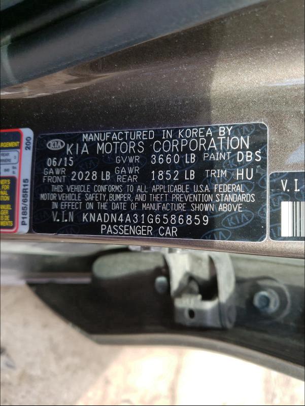 Photo 9 VIN: KNADN4A31G6586859 - KIA RIO EX 