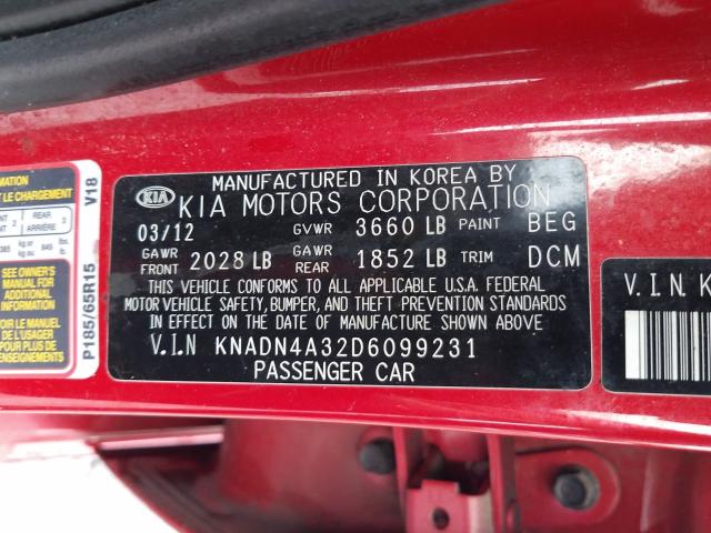 Photo 9 VIN: KNADN4A32D6099231 - KIA RIO EX 