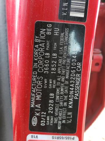 Photo 9 VIN: KNADN4A32D6103486 - KIA RIO EX 