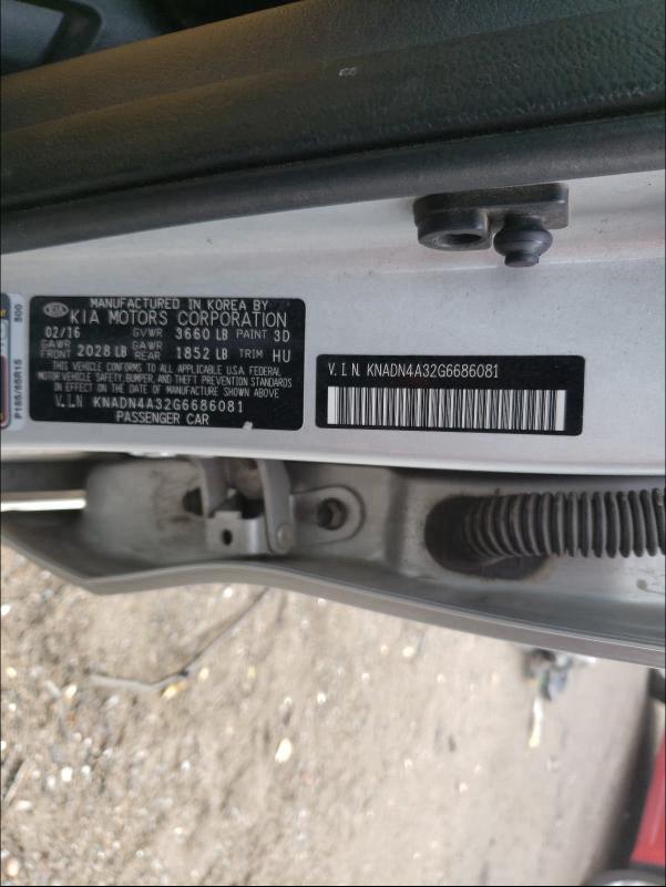 Photo 9 VIN: KNADN4A32G6686081 - KIA RIO EX 