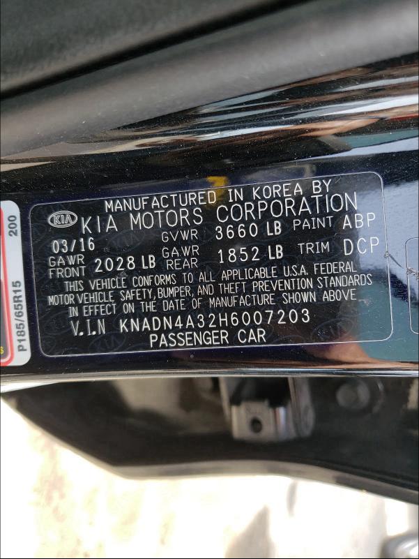 Photo 9 VIN: KNADN4A32H6007203 - KIA RIO EX 