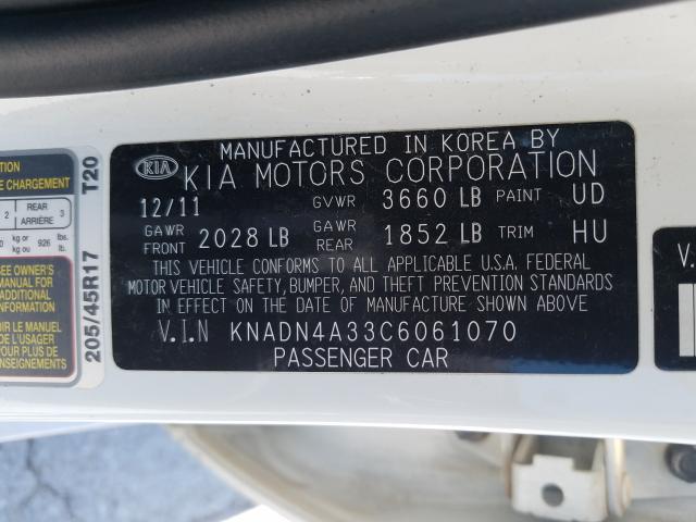 Photo 9 VIN: KNADN4A33C6061070 - KIA RIO EX 