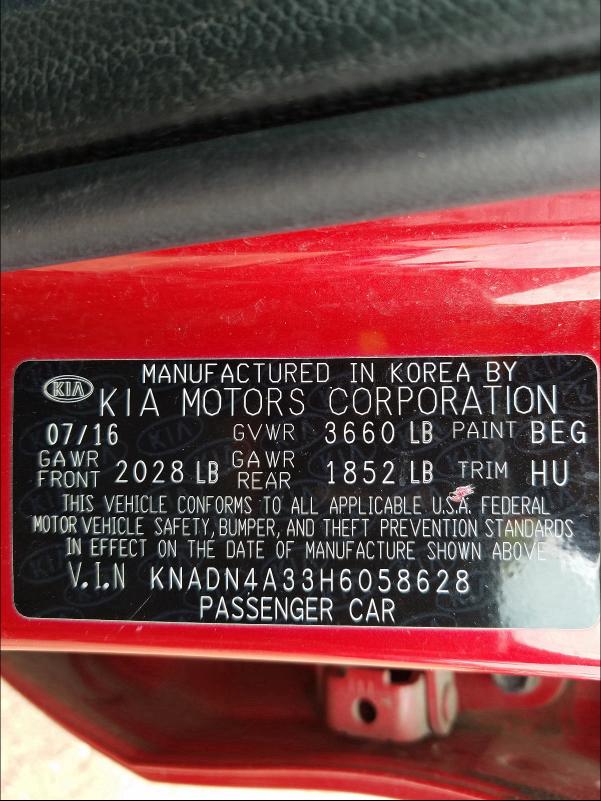 Photo 9 VIN: KNADN4A33H6058628 - KIA RIO EX 