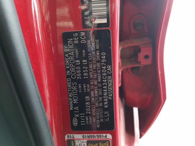 Photo 9 VIN: KNADN4A34C6047940 - KIA RIO EX 