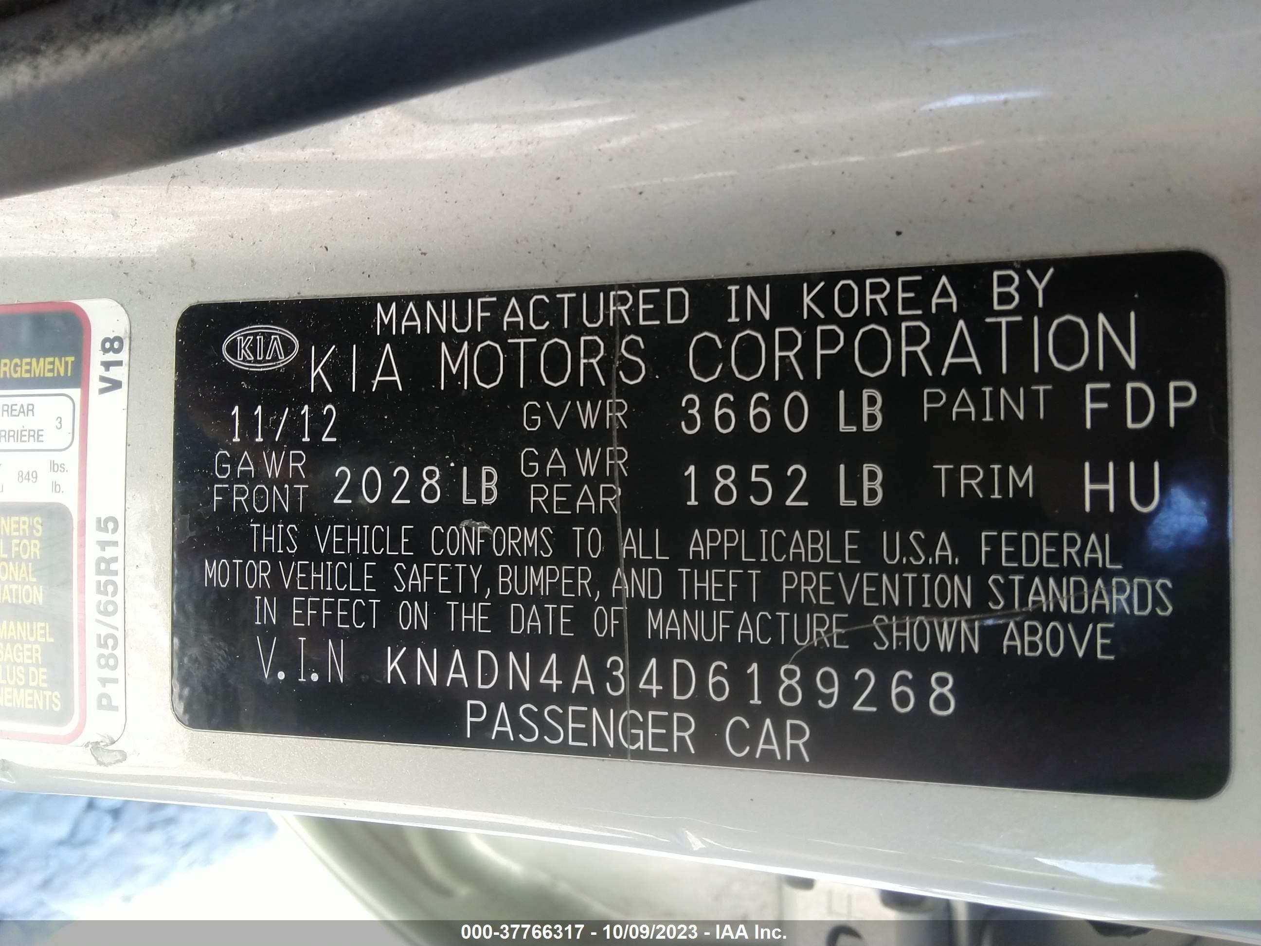 Photo 8 VIN: KNADN4A34D6189268 - KIA RIO 