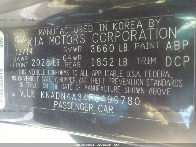 Photo 8 VIN: KNADN4A34F6499780 - KIA RIO 