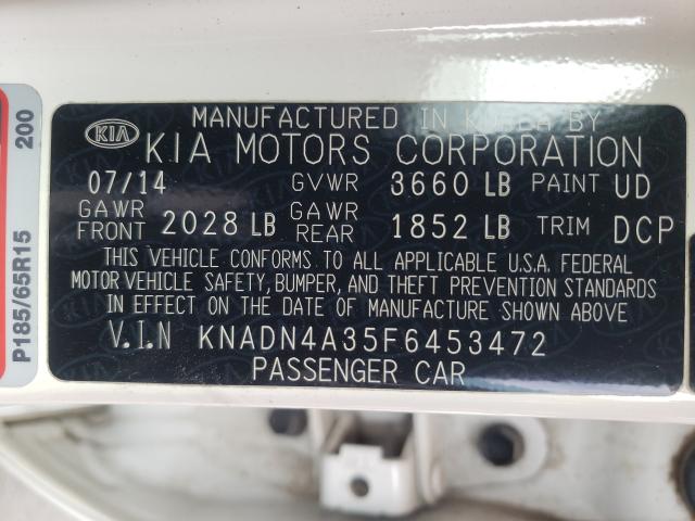 Photo 9 VIN: KNADN4A35F6453472 - KIA RIO EX 