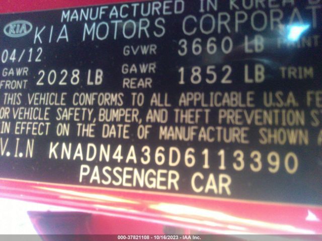 Photo 8 VIN: KNADN4A36D6113390 - KIA RIO 