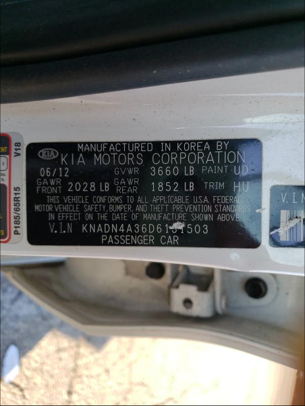 Photo 9 VIN: KNADN4A36D6131503 - KIA RIO EX 