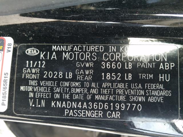 Photo 9 VIN: KNADN4A36D6199770 - KIA RIO EX 