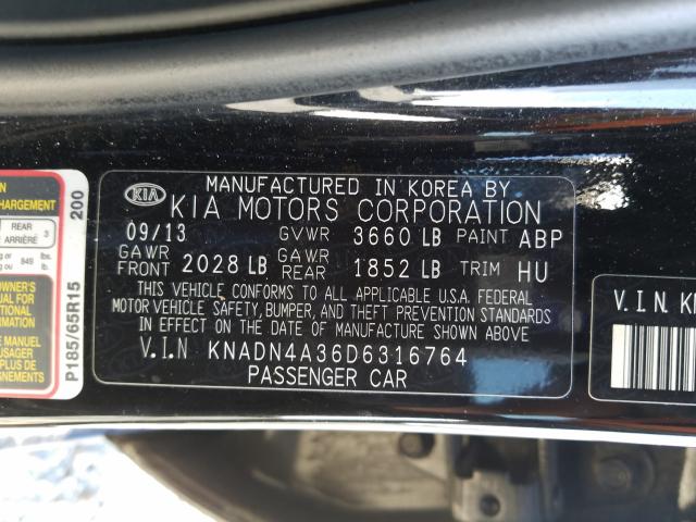 Photo 9 VIN: KNADN4A36D6316764 - KIA RIO EX 