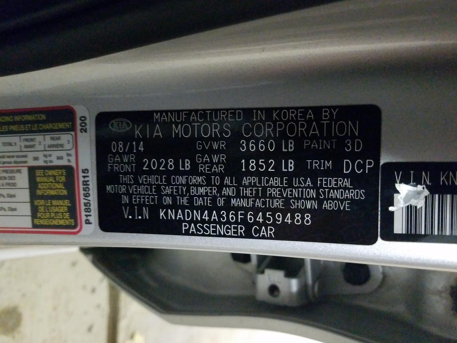 Photo 9 VIN: KNADN4A36F6459488 - KIA RIO EX 