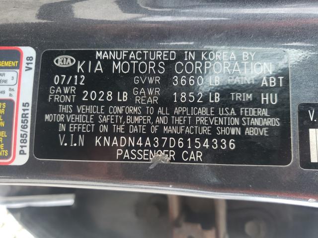 Photo 9 VIN: KNADN4A37D6154336 - KIA RIO EX 