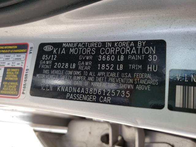 Photo 9 VIN: KNADN4A38D6125735 - KIA RIO EX 