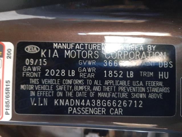 Photo 9 VIN: KNADN4A38G6626712 - KIA RIO EX 