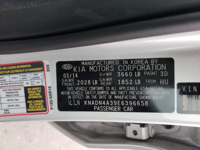 Photo 9 VIN: KNADN4A39E6396658 - KIA RIO EX 