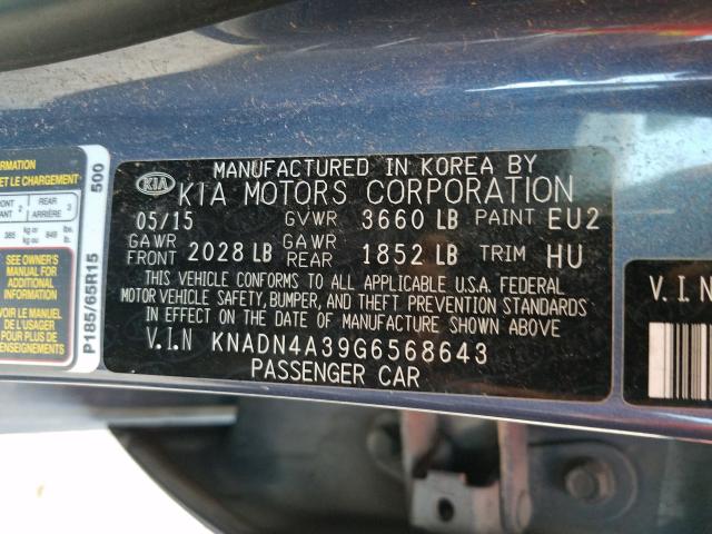 Photo 9 VIN: KNADN4A39G6568643 - KIA RIO EX 