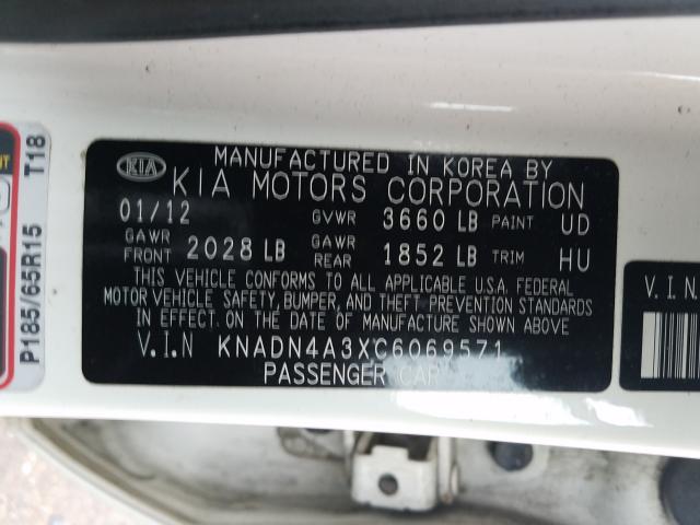 Photo 9 VIN: KNADN4A3XC6069571 - KIA RIO EX 