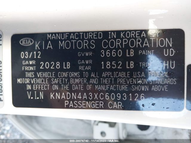 Photo 8 VIN: KNADN4A3XC6093126 - KIA RIO 