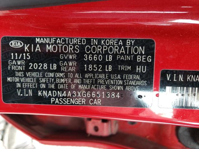 Photo 12 VIN: KNADN4A3XG6651384 - KIA RIO EX 