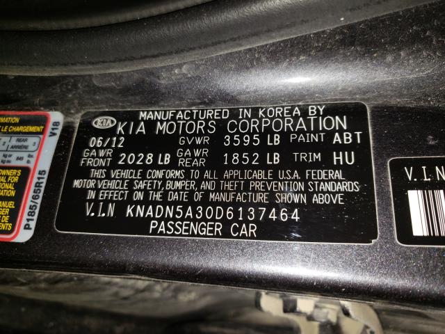 Photo 9 VIN: KNADN5A30D6137464 - KIA RIO EX 