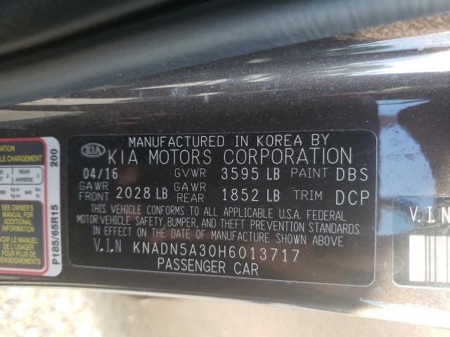 Photo 9 VIN: KNADN5A30H6013717 - KIA RIO EX 