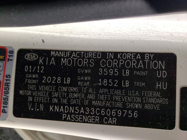 Photo 9 VIN: KNADN5A33C6069756 - KIA RIO EX 