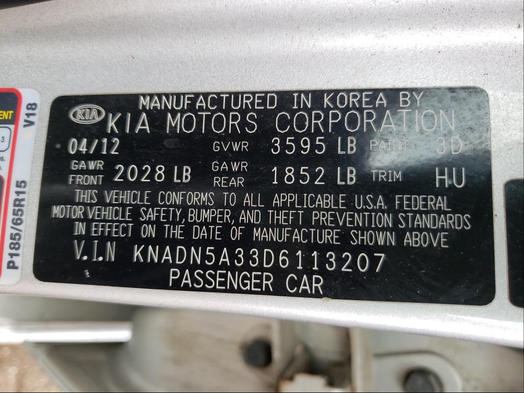 Photo 9 VIN: KNADN5A33D6113207 - KIA RIO EX 