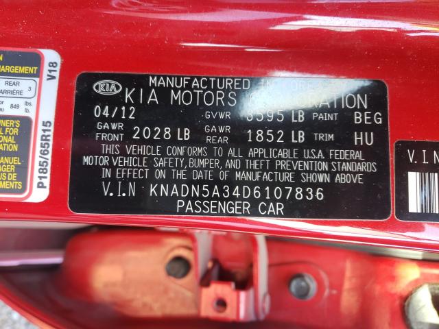 Photo 9 VIN: KNADN5A34D6107836 - KIA RIO EX 