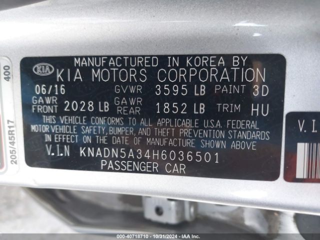 Photo 8 VIN: KNADN5A34H6036501 - KIA RIO 