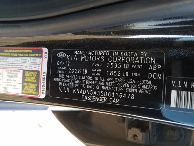 Photo 9 VIN: KNADN5A35D6116478 - KIA RIO EX 