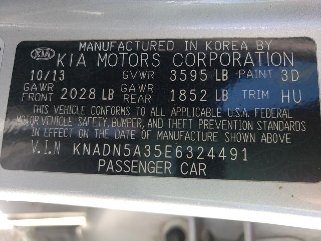 Photo 9 VIN: KNADN5A35E6324491 - KIA RIO EX 