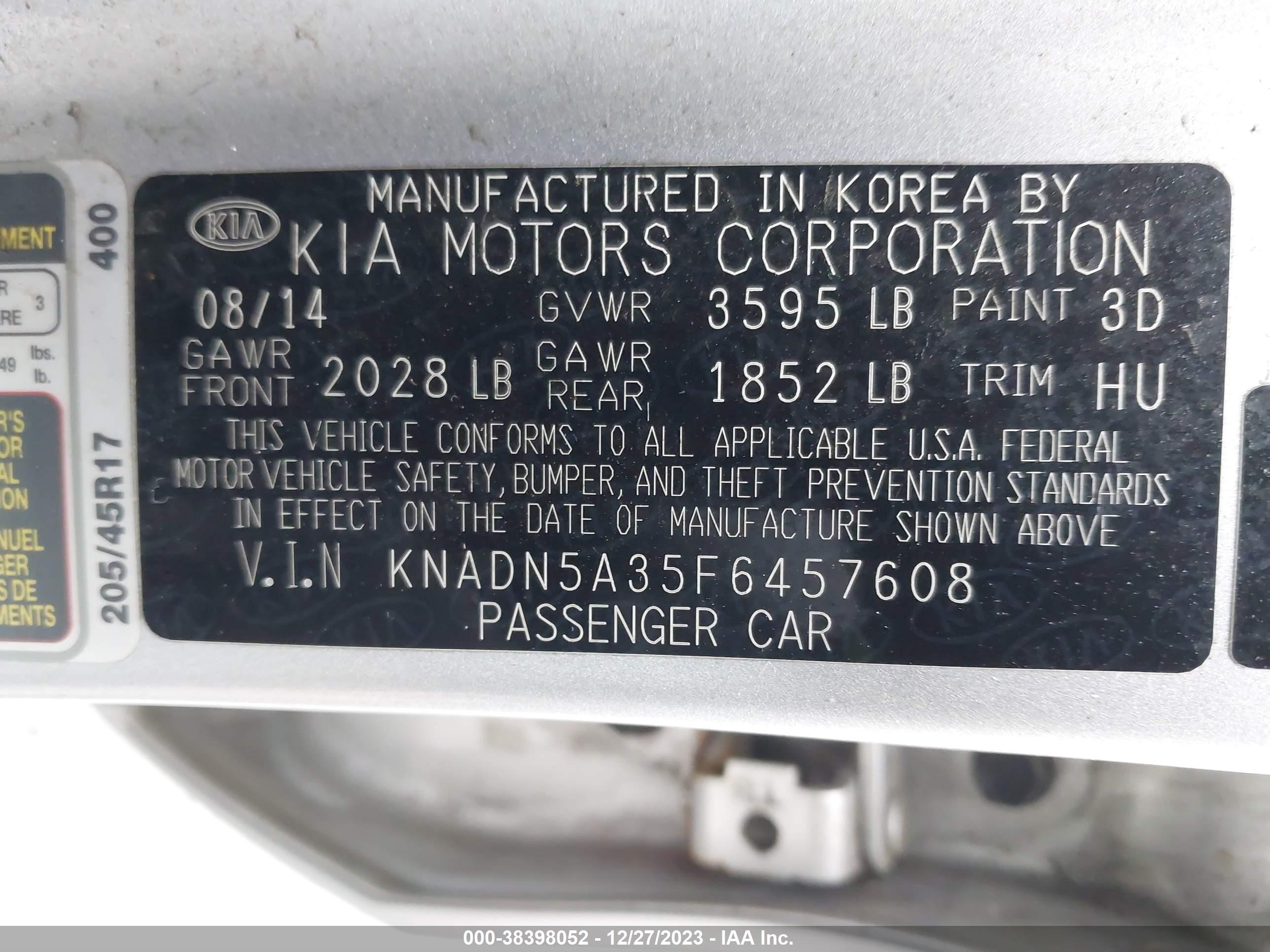 Photo 8 VIN: KNADN5A35F6457608 - KIA RIO 