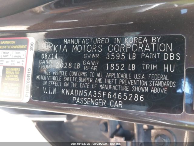 Photo 8 VIN: KNADN5A35F6465286 - KIA RIO 