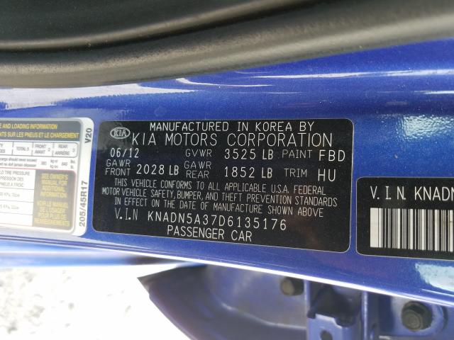 Photo 9 VIN: KNADN5A37D6135176 - KIA RIO EX 