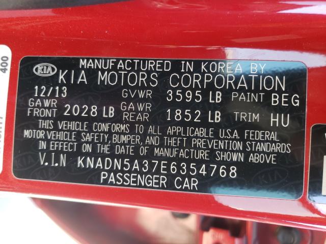 Photo 9 VIN: KNADN5A37E6354768 - KIA RIO EX 