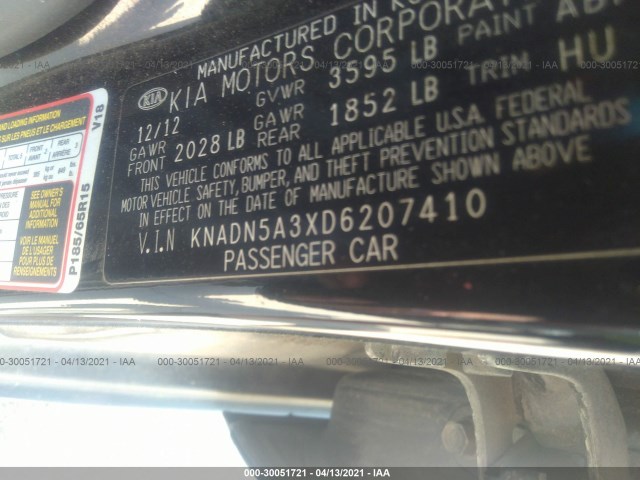 Photo 8 VIN: KNADN5A3XD6207410 - KIA RIO 