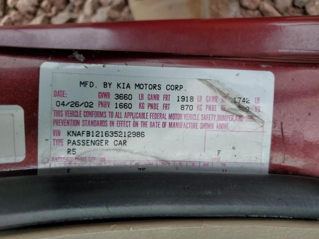 Photo 11 VIN: KNAFB121635212986 - KIA SPECTRA 