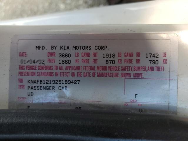 Photo 11 VIN: KNAFB121925189427 - KIA SPECTRA 