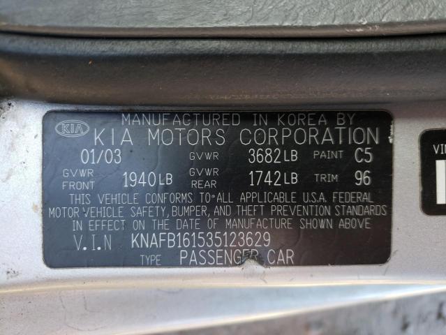 Photo 9 VIN: KNAFB161535123629 - KIA SPECTRA GS 